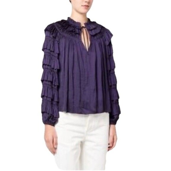 Ulla Johnson Tops - Ulla Johnson Lucy Size 6 Tiered Long Sleeve Blouse Viola Purple